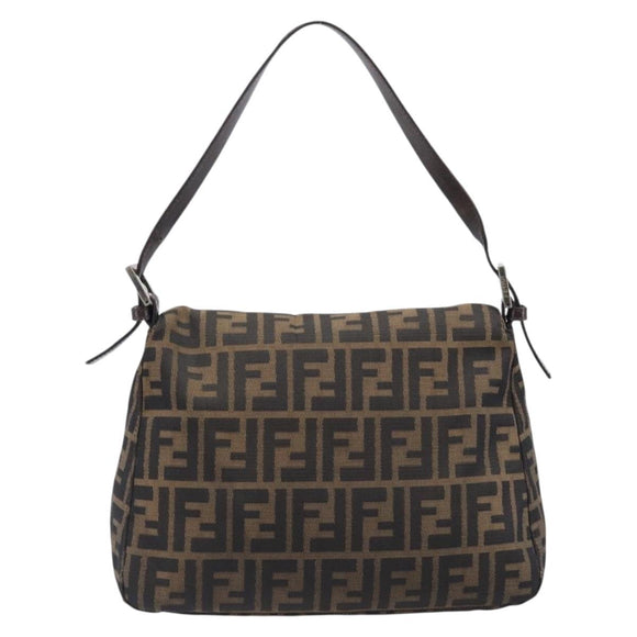 FENDI Zucca Canvas Mamma Baguette Shoulder Bag Brown Black Auth BA15633A