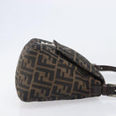 FENDI Zucca Canvas Mamma Baguette Shoulder Bag Brown Black Auth BA15633A-4