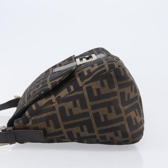 FENDI Zucca Canvas Mamma Baguette Shoulder Bag Brown Black Auth BA15633A