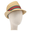 GUCCI Web Sherry Line Hat Straw Beige Auth BA15635V-1