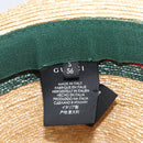 GUCCI Web Sherry Line Hat Straw Beige Auth BA15635V-11