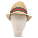 GUCCI Web Sherry Line Hat Straw Beige Auth BA15635V-2