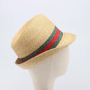 GUCCI Web Sherry Line Hat Straw Beige Auth BA15635V-5