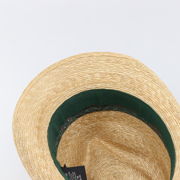 GUCCI Web Sherry Line Hat Straw Beige Auth BA15635V