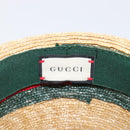 GUCCI Web Sherry Line Hat Straw Beige Auth BA15635V-9