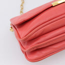 Miu Miu Chain Shoulder Bag Leather Pink Gold Auth BA15636V-14