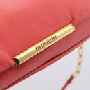 Miu Miu Chain Shoulder Bag Leather Pink Gold Auth BA15636V-17