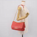 Miu Miu Chain Shoulder Bag Leather Pink Gold Auth BA15636V-26