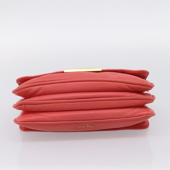 Miu Miu Chain Shoulder Bag Leather Pink Gold Auth BA15636V