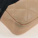 CHANEL Matelasse Cambon Line Shoulder Bag Leather Beige Silver CC Auth BA15637-10