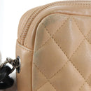 CHANEL Matelasse Cambon Line Shoulder Bag Leather Beige Silver CC Auth BA15637-15