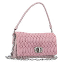 Miu Miu Chain Shoulder Bag Leather 2way Pink Silver Auth BA15638A-1