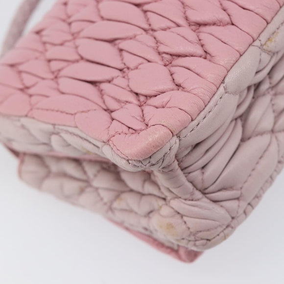 Miu Miu Chain Shoulder Bag Leather 2way Pink Silver Auth BA15638A