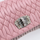 Miu Miu Chain Shoulder Bag Leather 2way Pink Silver Auth BA15638A-22