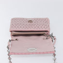 Miu Miu Chain Shoulder Bag Leather 2way Pink Silver Auth BA15638A-23