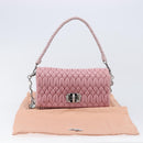Miu Miu Chain Shoulder Bag Leather 2way Pink Silver Auth BA15638A-12