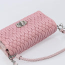 Miu Miu Chain Shoulder Bag Leather 2way Pink Silver Auth BA15638A-14