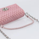 Miu Miu Chain Shoulder Bag Leather 2way Pink Silver Auth BA15638A-7