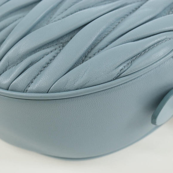 Miu Miu Matelasse Chain Bag Leather 2way Light Blue Silver Auth BA15639V