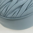 Miu Miu Matelasse Chain Bag Leather 2way Light Blue Silver Auth BA15639V-17