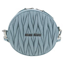 Miu Miu Matelasse Chain Bag Leather 2way Light Blue Silver Auth BA15639V-13