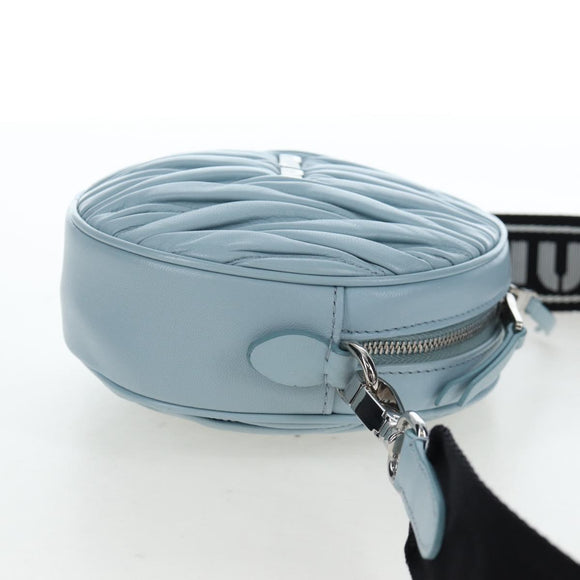 Miu Miu Matelasse Chain Bag Leather 2way Light Blue Silver Auth BA15639V