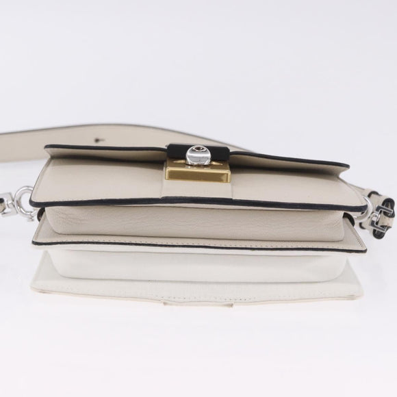Maison Margiela New Rock Horizontal Bag Leather White Silver Auth BA15641V
