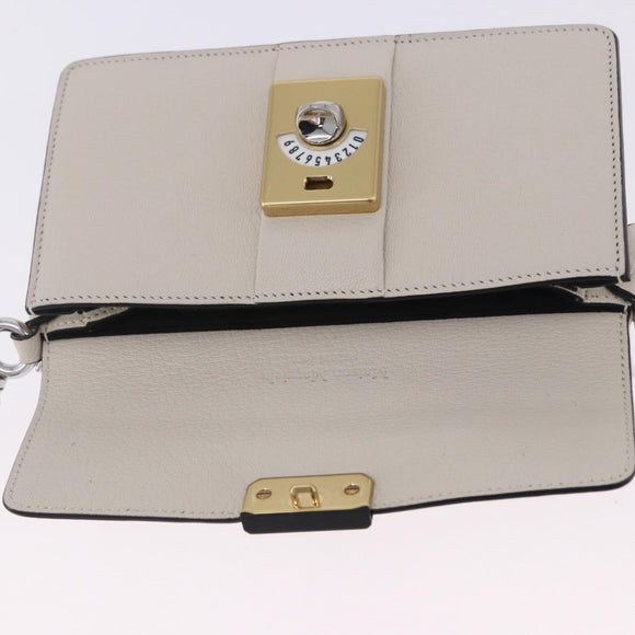 Maison Margiela New Rock Horizontal Bag Leather White Silver Auth BA15641V