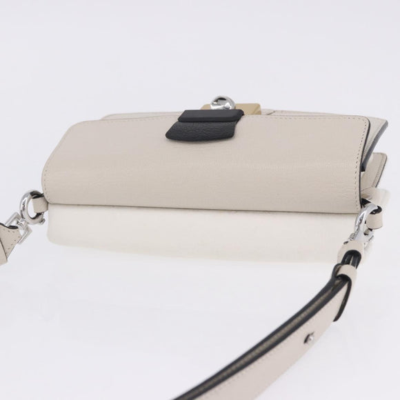 Maison Margiela New Rock Horizontal Bag Leather White Silver Auth BA15641V