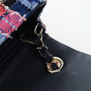 CHANEL Chain Matelasse 20 Shoulder Bag Tweed Orange Gold CC Auth BA15643SM-21