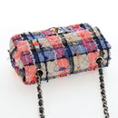 CHANEL Chain Matelasse 20 Shoulder Bag Tweed Orange Gold CC Auth BA15643SM-6