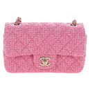 CHANEL Chain Matelasse 20 Shoulder Bag Tweed Pink Gold CC Auth BA15644SM-2