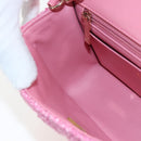 CHANEL Chain Matelasse 20 Shoulder Bag Tweed Pink Gold CC Auth BA15644SM-21