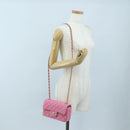 CHANEL Chain Matelasse 20 Shoulder Bag Tweed Pink Gold CC Auth BA15644SM-26