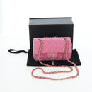 CHANEL Chain Matelasse 20 Shoulder Bag Tweed Pink Gold CC Auth BA15644SM-27