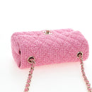 CHANEL Chain Matelasse 20 Shoulder Bag Tweed Pink Gold CC Auth BA15644SM-6