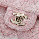 CHANEL Double Flap Chain Matelasse 25 Bag Tweed Pink Gold CC Auth BA15645SM-18