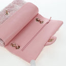 CHANEL Double Flap Chain Matelasse 25 Bag Tweed Pink Gold CC Auth BA15645SM-19
