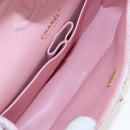 CHANEL Double Flap Chain Matelasse 25 Bag Tweed Pink Gold CC Auth BA15645SM-10