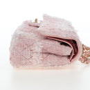 CHANEL Double Flap Chain Matelasse 25 Bag Tweed Pink Gold CC Auth BA15645SM-4