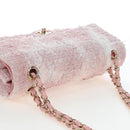 CHANEL Double Flap Chain Matelasse 25 Bag Tweed Pink Gold CC Auth BA15645SM-6