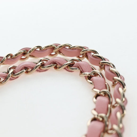 CHANEL Double Flap Chain Matelasse 25 Bag Tweed Pink Gold CC Auth BA15645SM
