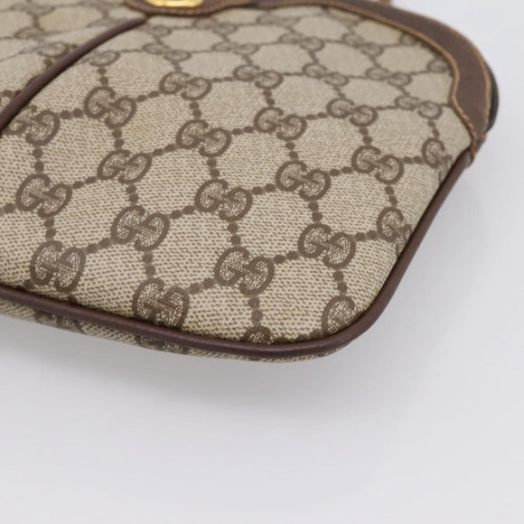 GUCCI GG Supreme Web Sherry Line Bag PVC Beige Gold 904 02 047 Auth BA15648