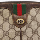 GUCCI GG Supreme Web Sherry Line Bag PVC Beige Gold 904 02 047 Auth BA15648-15