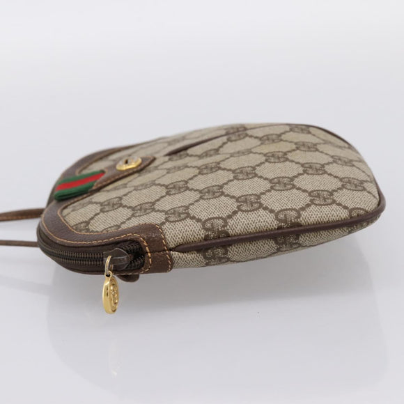 GUCCI GG Supreme Web Sherry Line Bag PVC Beige Gold 904 02 047 Auth BA15648