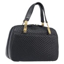 BALLY Hand Bag Leather Black Gold Auth BA15655A-1