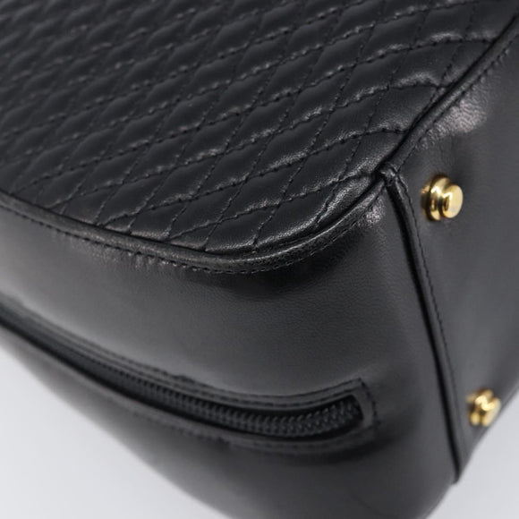 BALLY Hand Bag Leather Black Gold Auth BA15655A