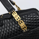 BALLY Hand Bag Leather Black Gold Auth BA15655A-17