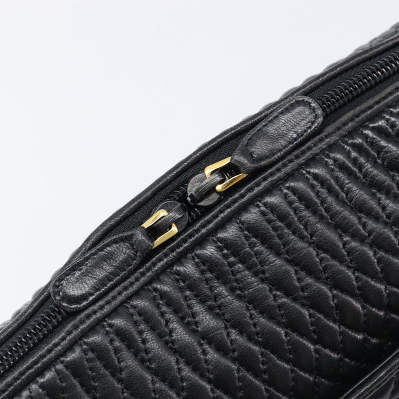BALLY Hand Bag Leather Black Gold Auth BA15655A