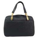 BALLY Hand Bag Leather Black Gold Auth BA15655A-13